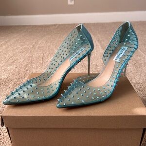 Steve Madden "Tolima" Blue Clear Spiked Heels
